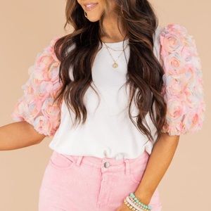 Flower puffy sleeve